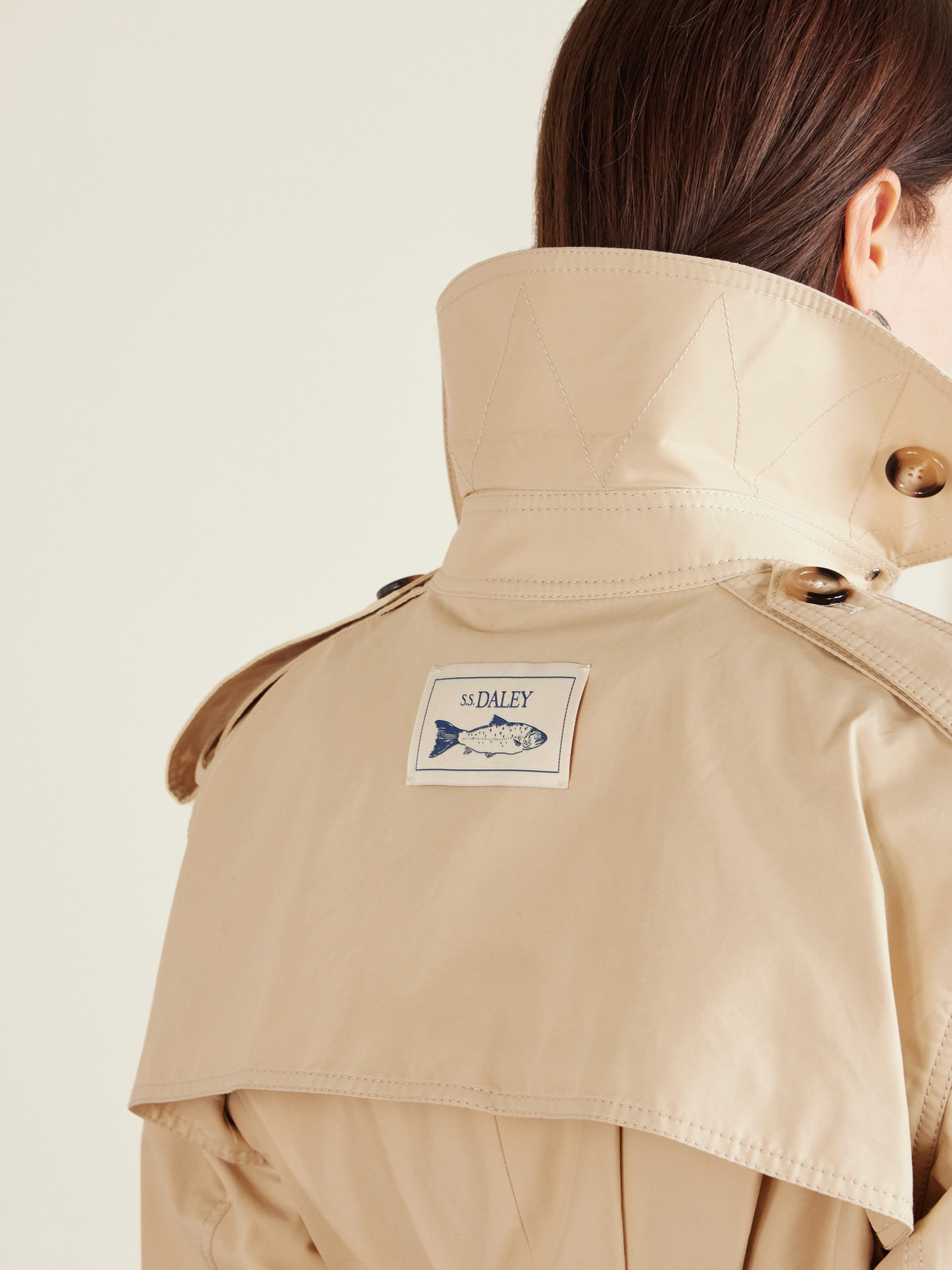 S. S. Daley - Evelyn Leather-trimmed Cotton-blend Gabardine Jacket - Cream