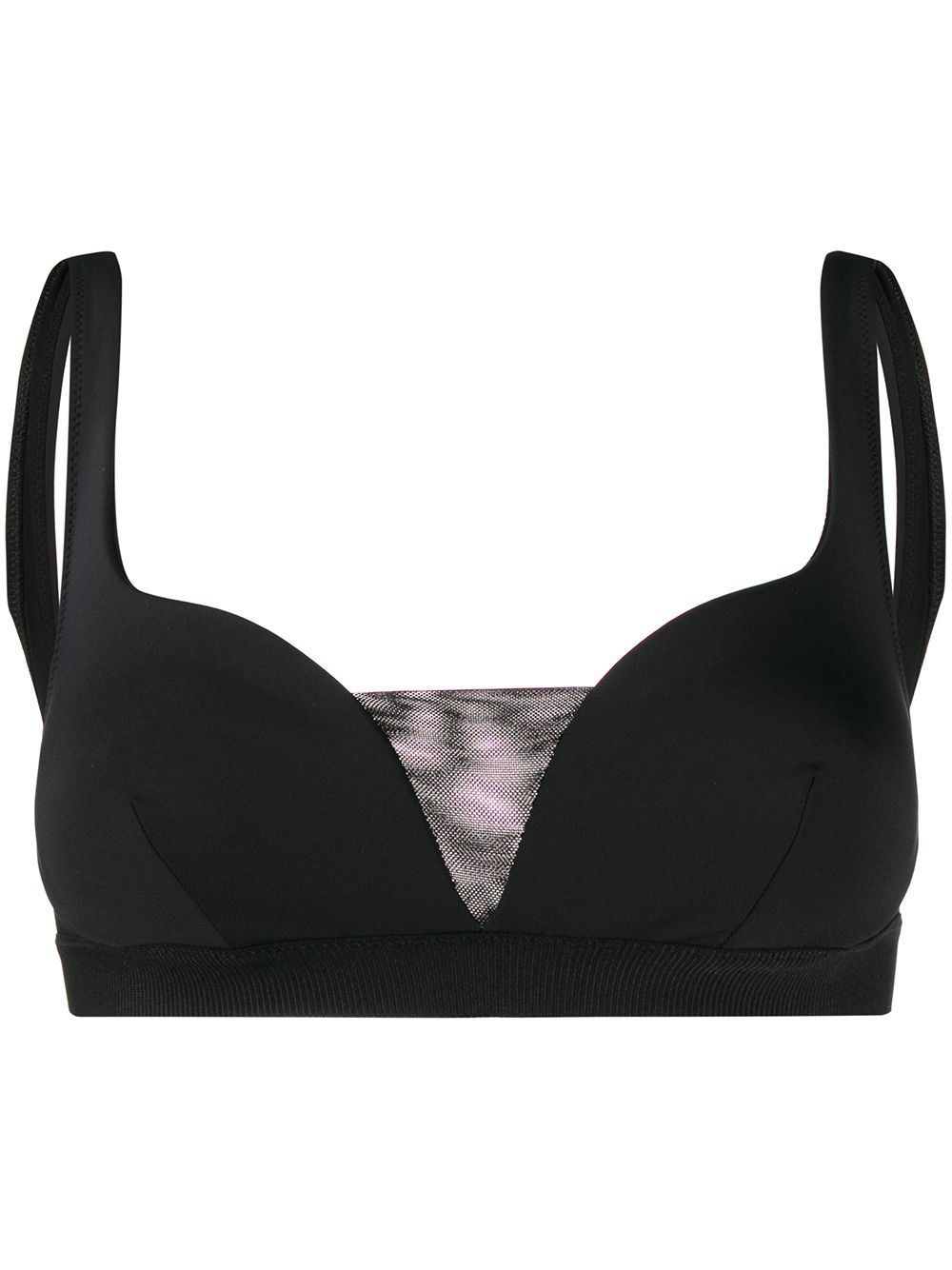 Plunge-style bikini top - Black