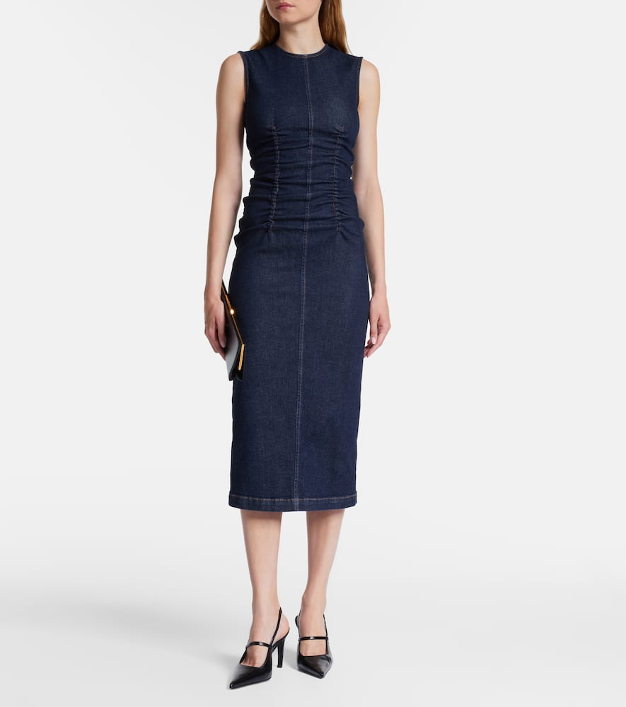 Voto cotton-blend denim midi dress
