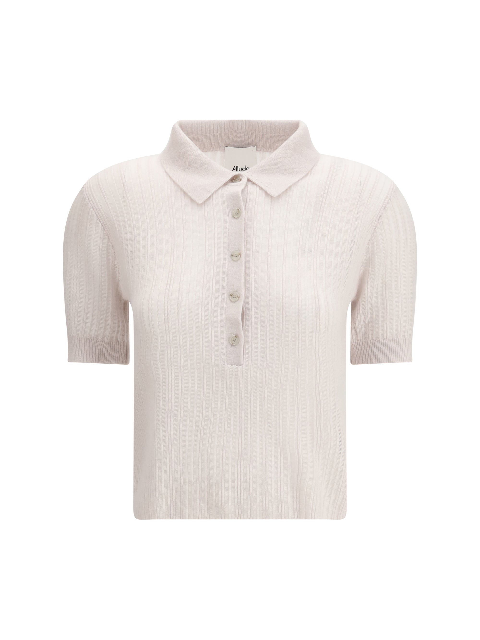 Rib-Knit Polo-Neck Sweater — Beige