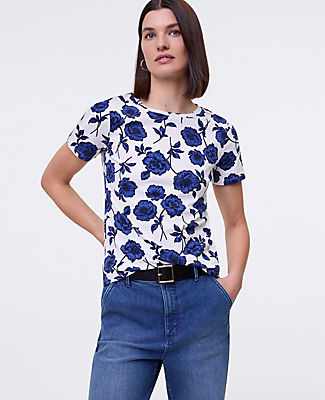 Ann Taylor Floral Crew Neck Tee