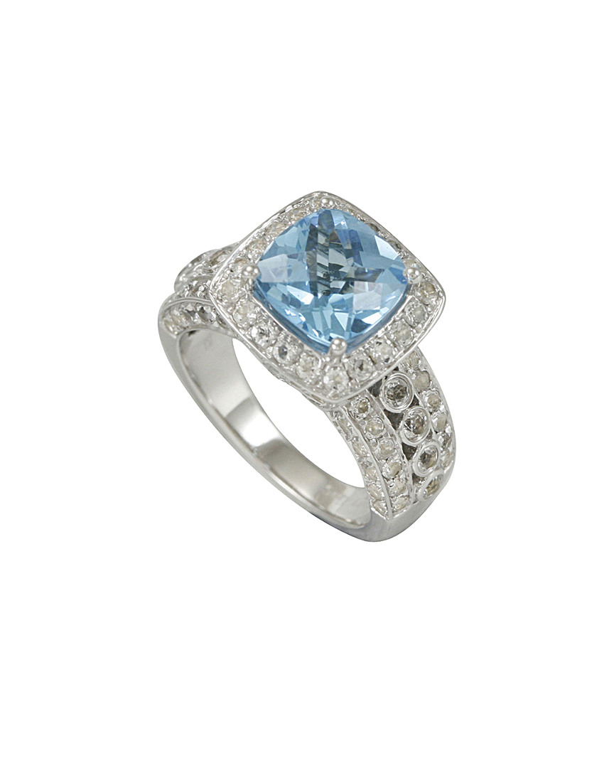 Silver 5.84 Ct. Tw. Diamond & Topaz Ring