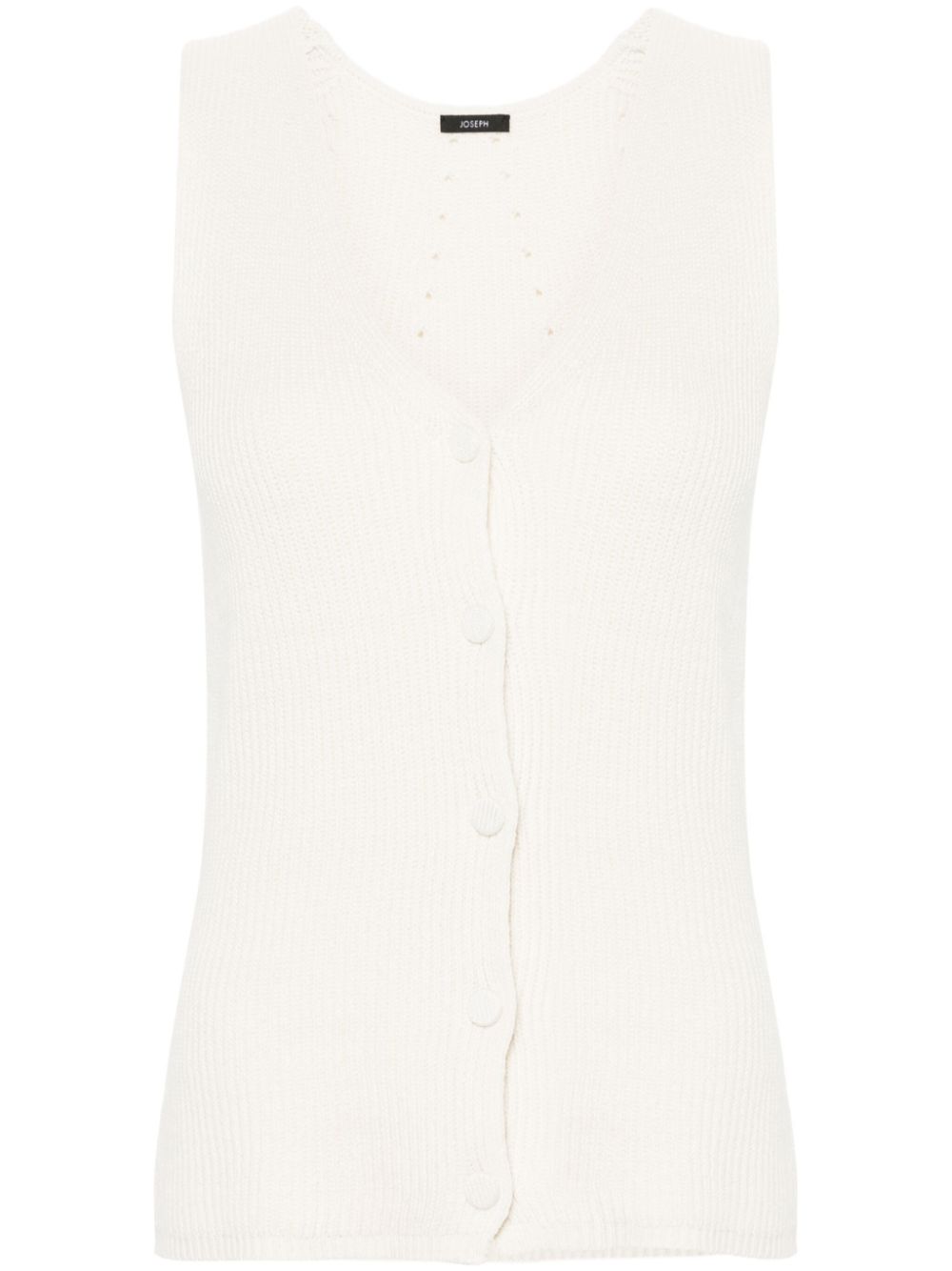 Ribbed linen-blend vest - Neutrals