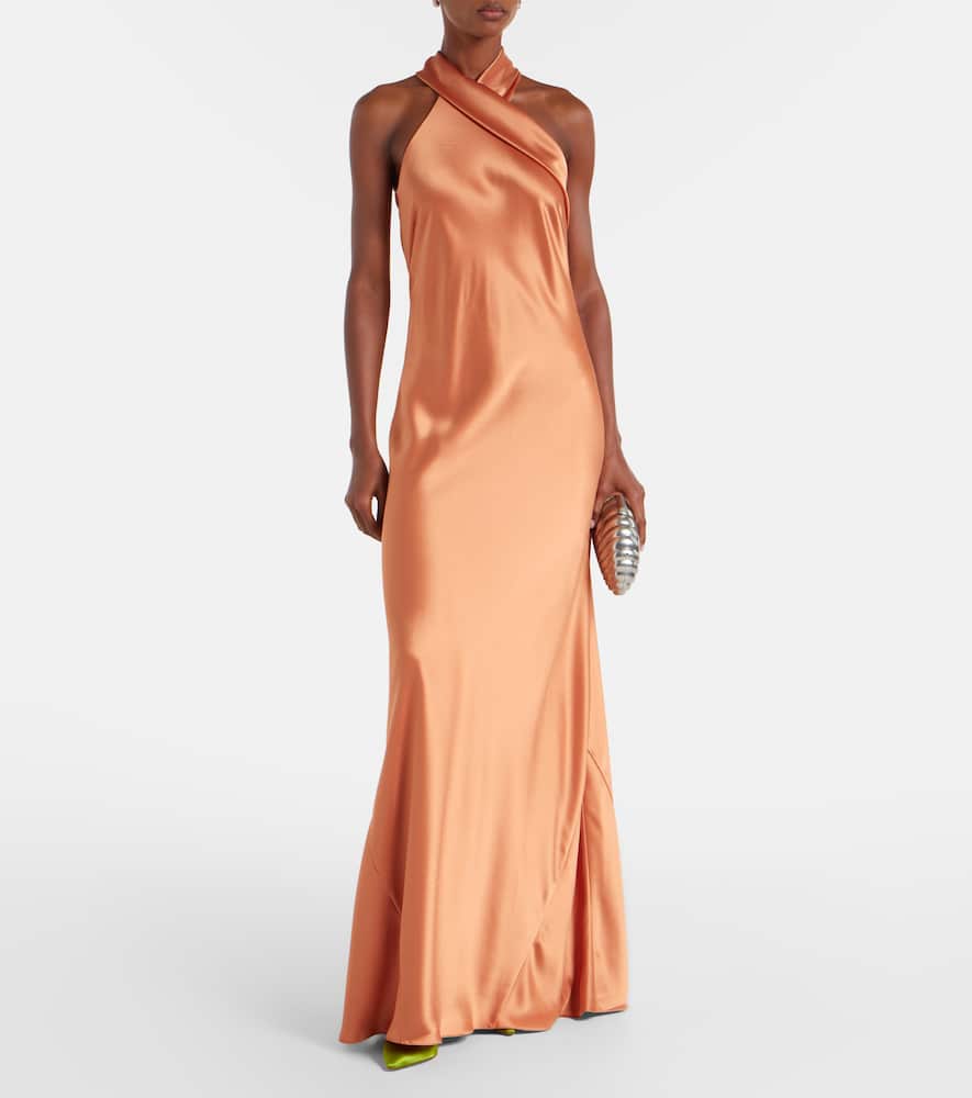 Pandora halterneck satin gown