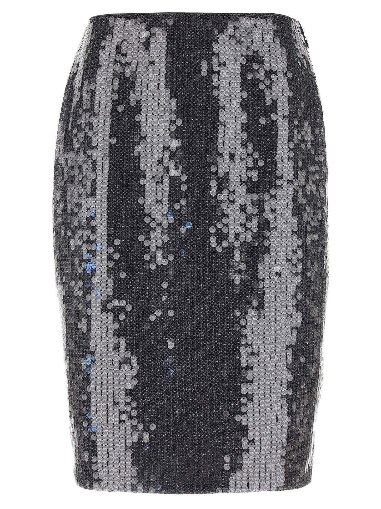 Sequin Midi Skirt — Black