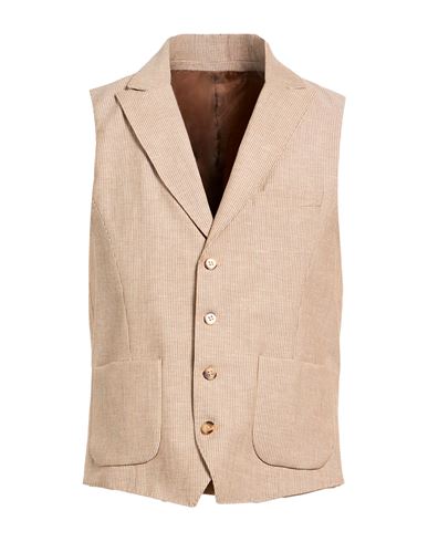 Man Tailored Vest Light brown Size 36 Linen