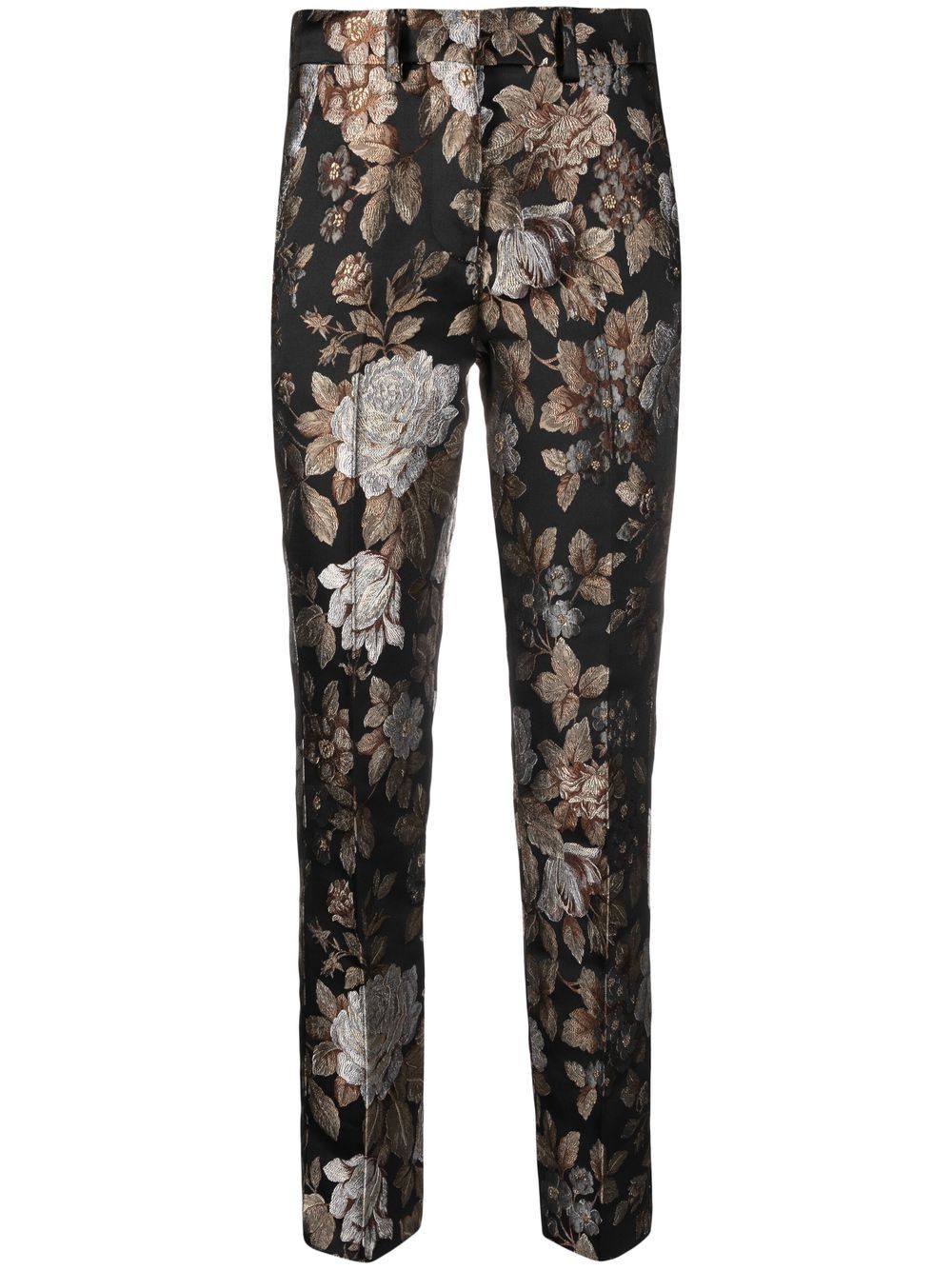 Roberto Cavalli floral-embroidered skinny-fit trousers - Brown