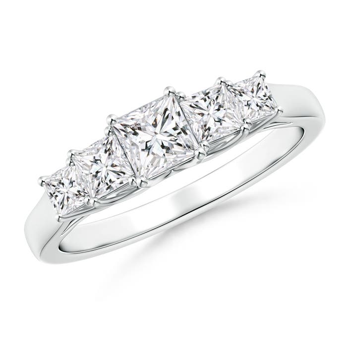 Angara 0.36 Carat Graduated Princess-Cut Trellis Diamond Five Stone Ring in Platinum