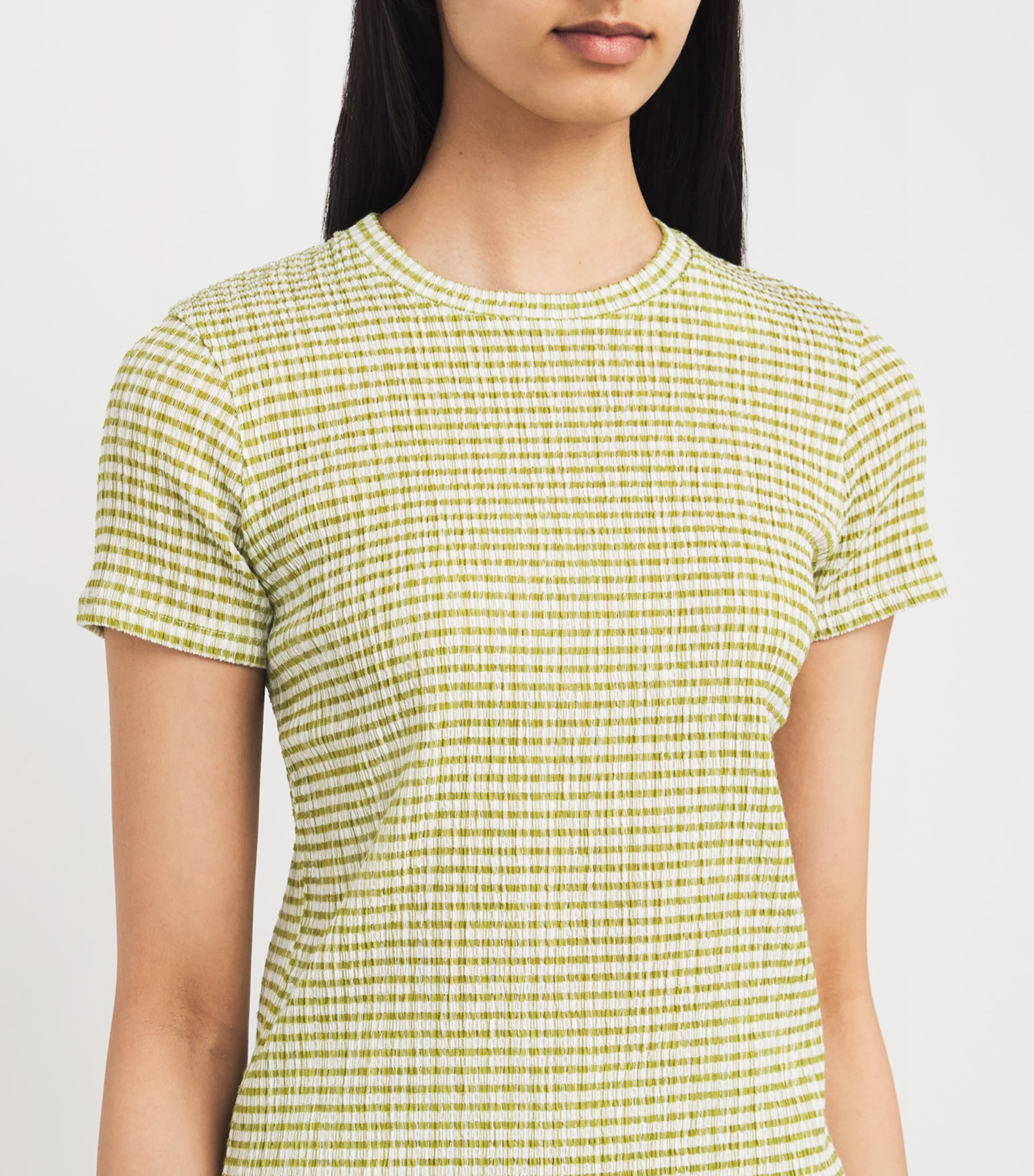 Vince Smocked Check T-Shirt