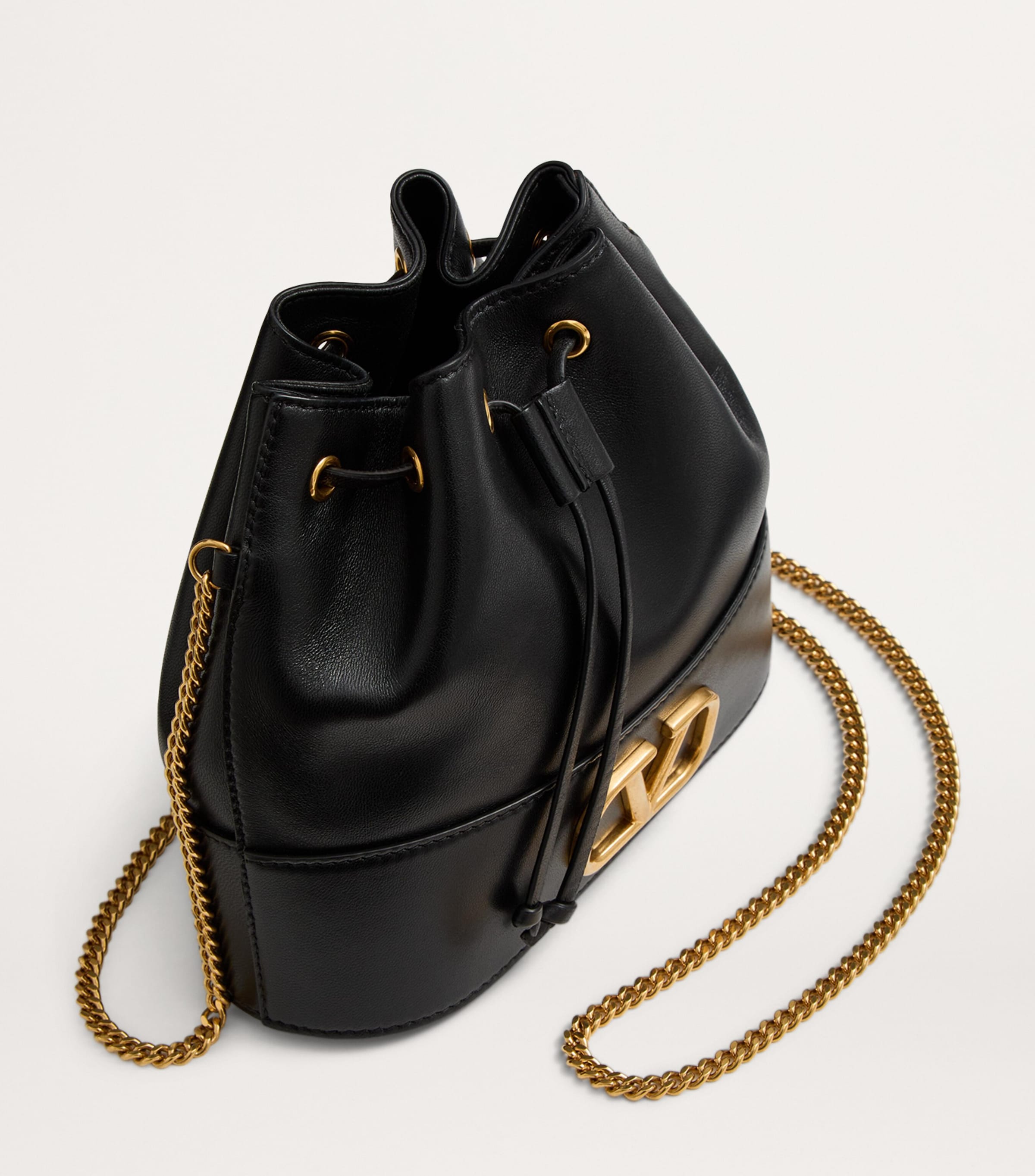 Leather VLogo Bucket Bag