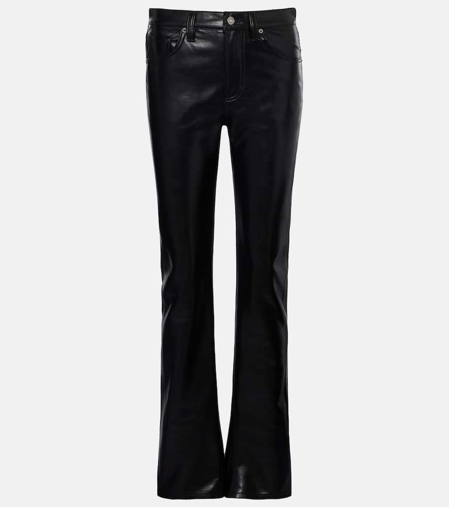 Mid-rise leather-blend bootcut pants