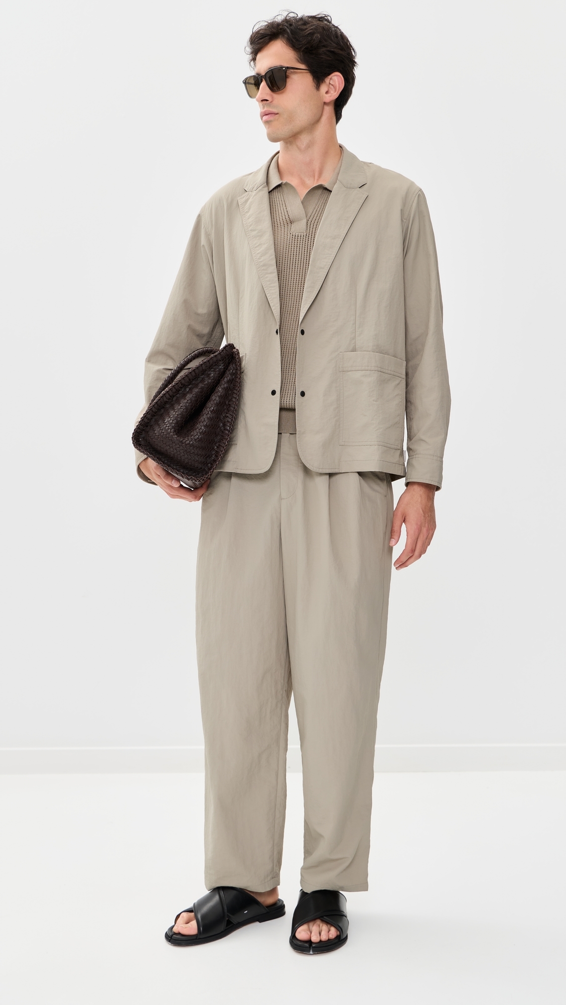 Nylon Pleated Trousers Pumice
