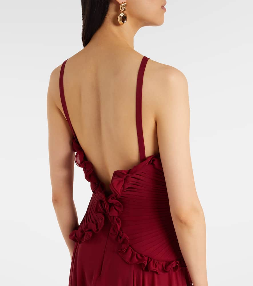 Ruffled silk georgette gown