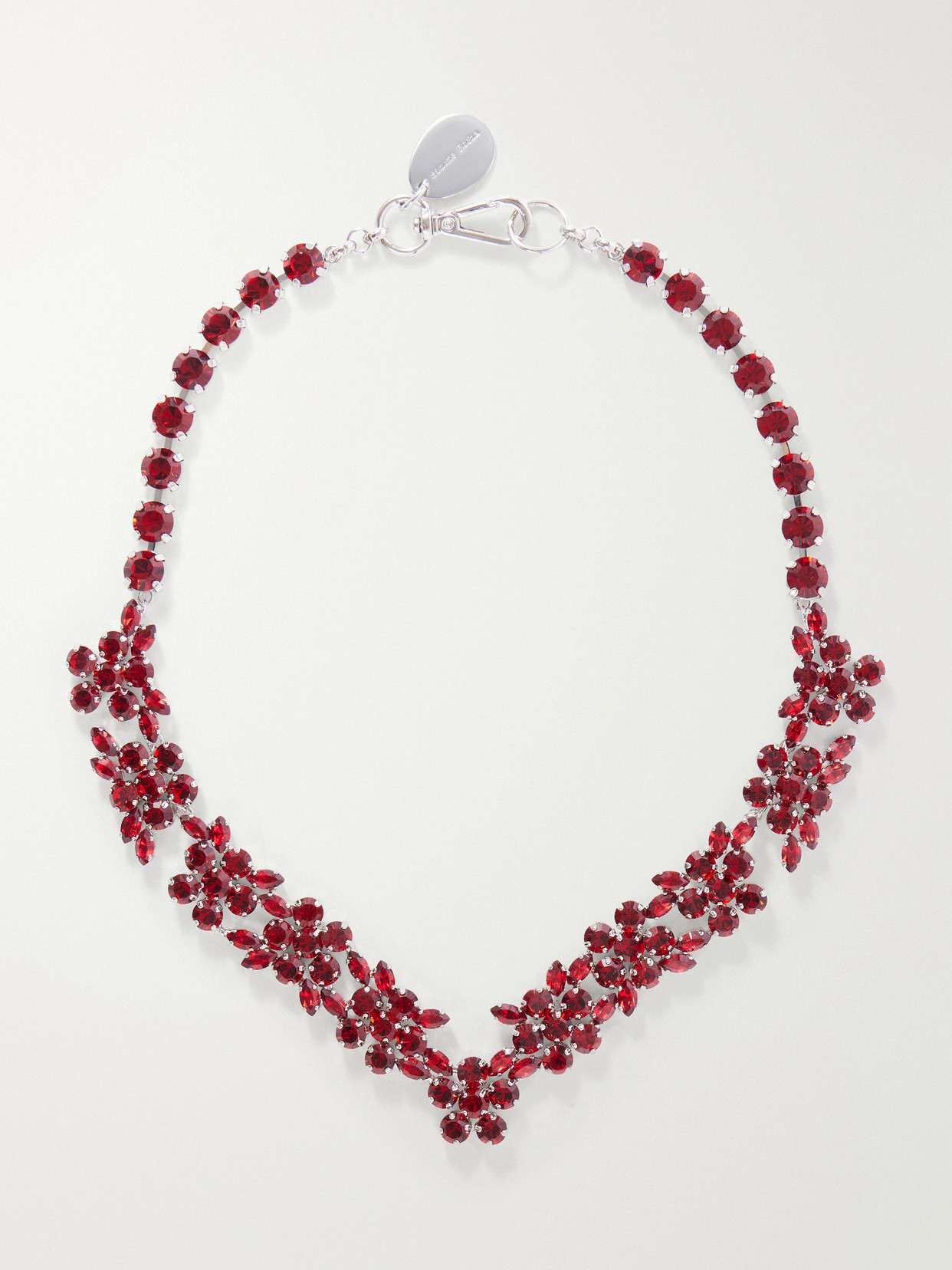 Silver-tone Crystal Necklace - Crimson