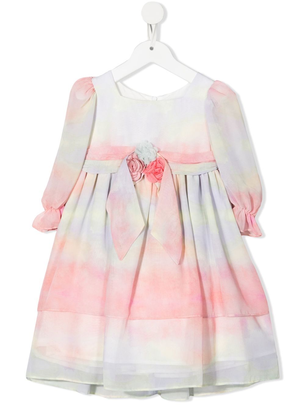 Tie-dye floral-appliqué dress - Green