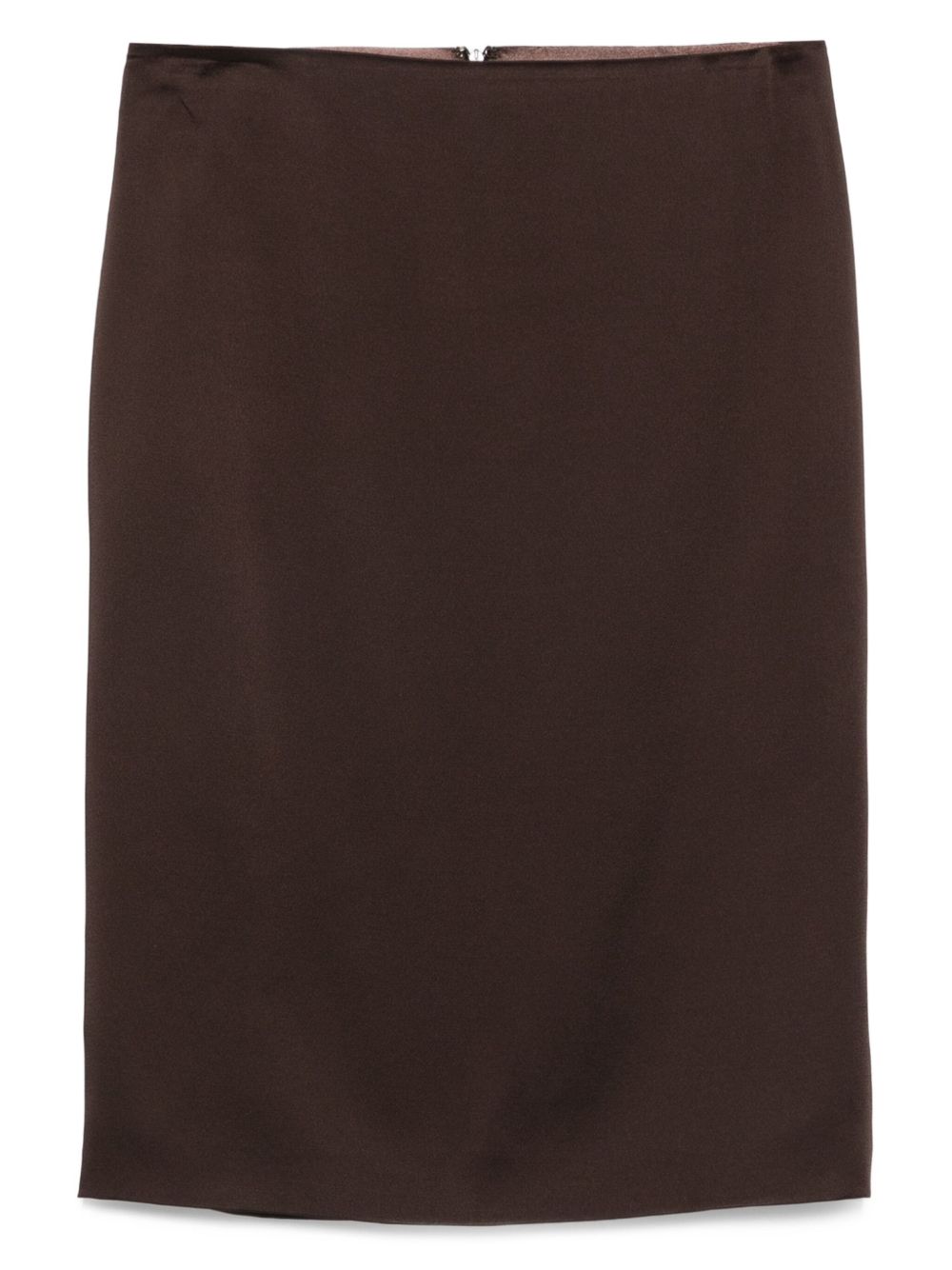 Satin Midi Skirt — Brown