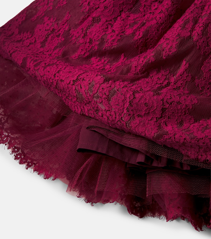 Lace-trimmed point d'esprit dress