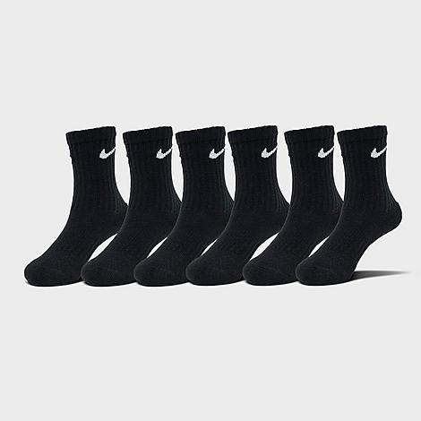 Kids Toddler Dri-FIT Crew Socks (6-Pack) in Black