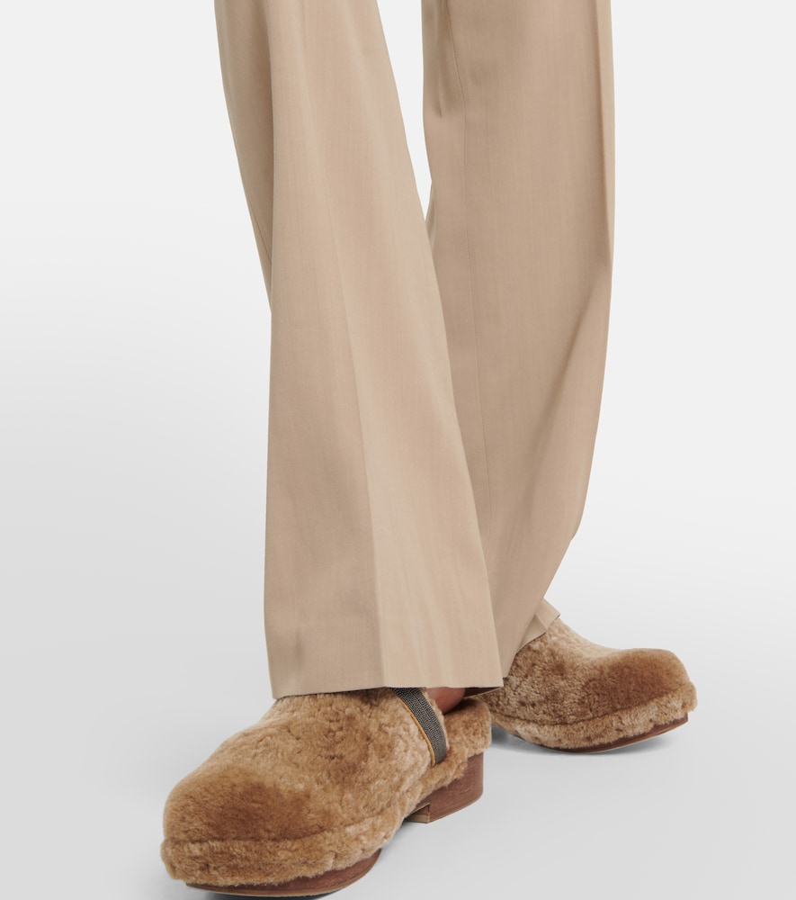 High-rise straight wool-blend pants