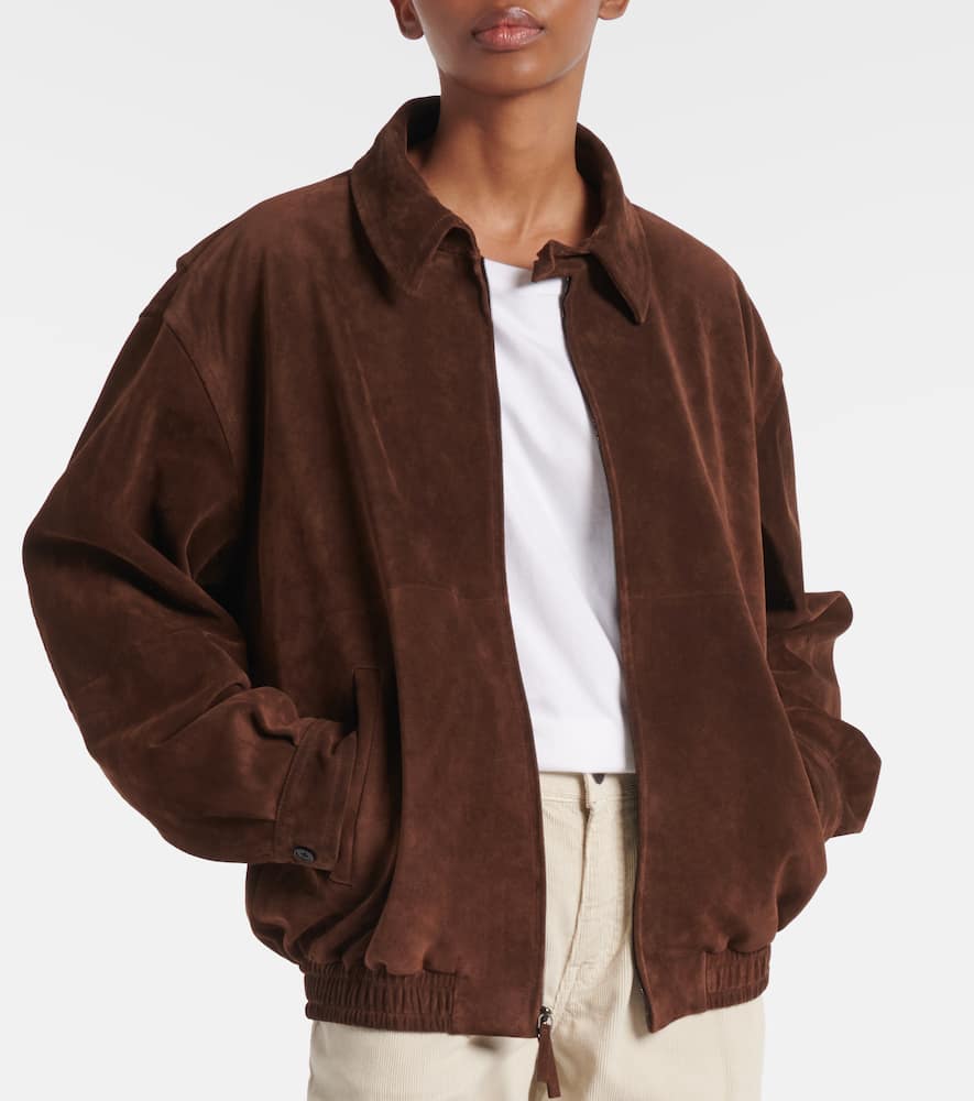 The Row Roana suede bomber jacket