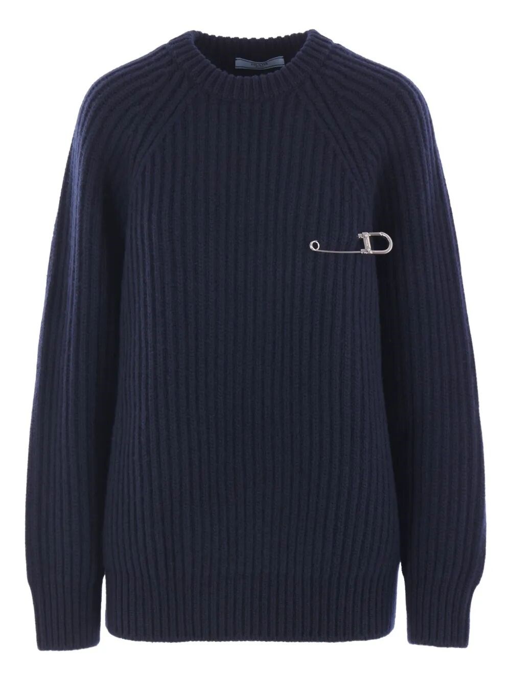 Ribbed-Knit Safety-Pin Wool Sweater