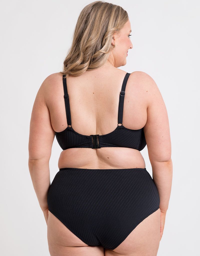 Curvy Kate Jet Set Balcony Bikini Top Wired Padded In Black