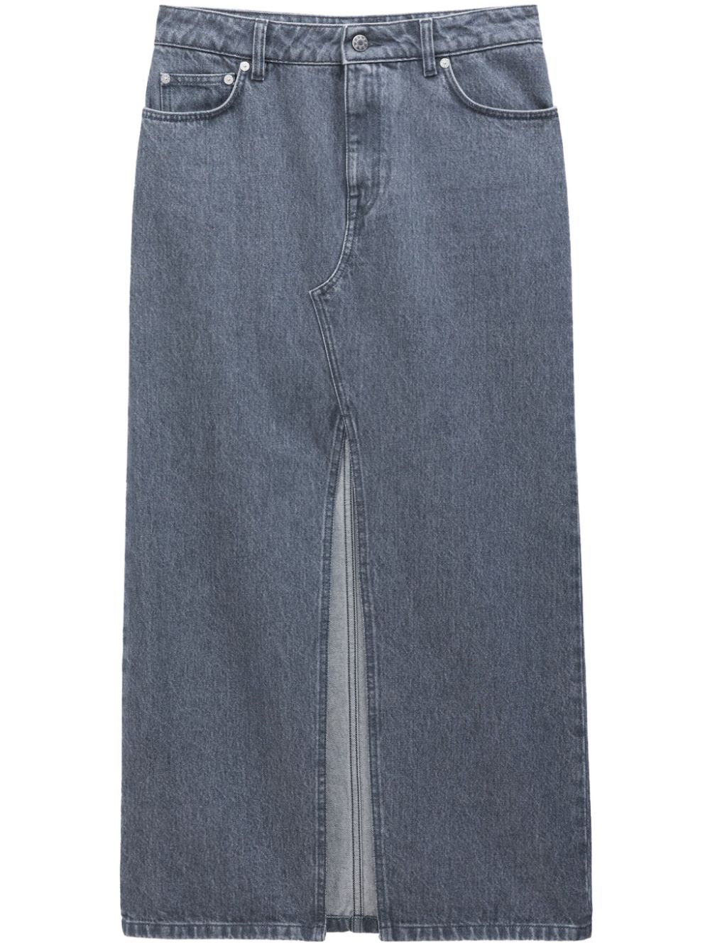 Front-slit organic cotton maxi skirt - Grey