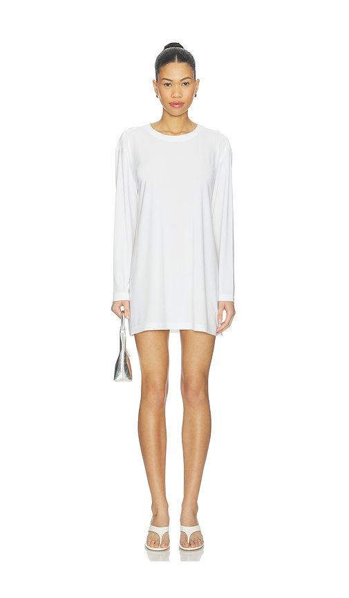 Norma Kamali x Lifestyle Oversized Long Sleeve Mini Dress in Snow White - White. L also in S