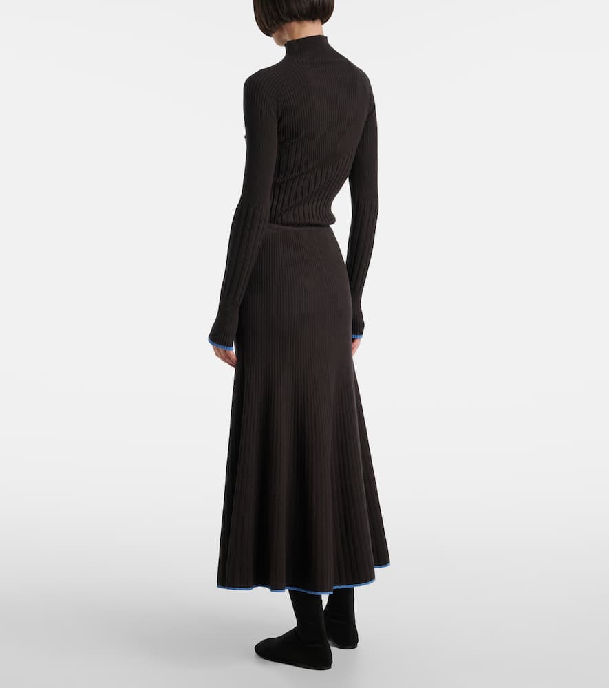 Carly ribbed-knit midi skirt