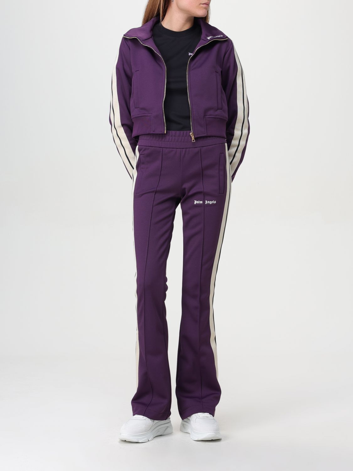Logo-embroidered cropped jacket - Purple