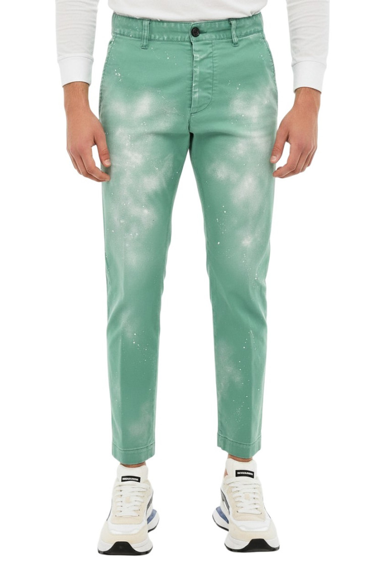 Green Flat Front Trousers