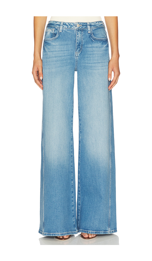 L'AGENCE Beau High Rise T Seam Wide Leg in Denim-Light. Größe 29. Also , 24, 25, 26