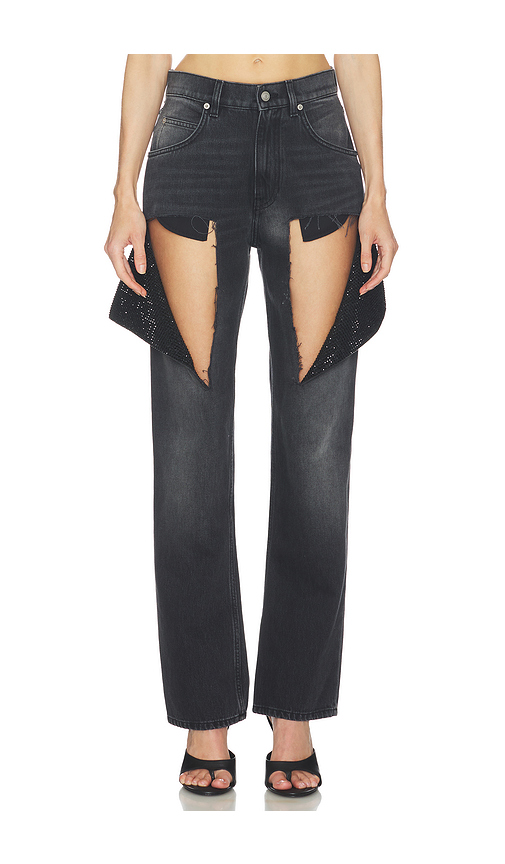 AREA Hotfix Thigh Slash Jean in Black. 29. Also