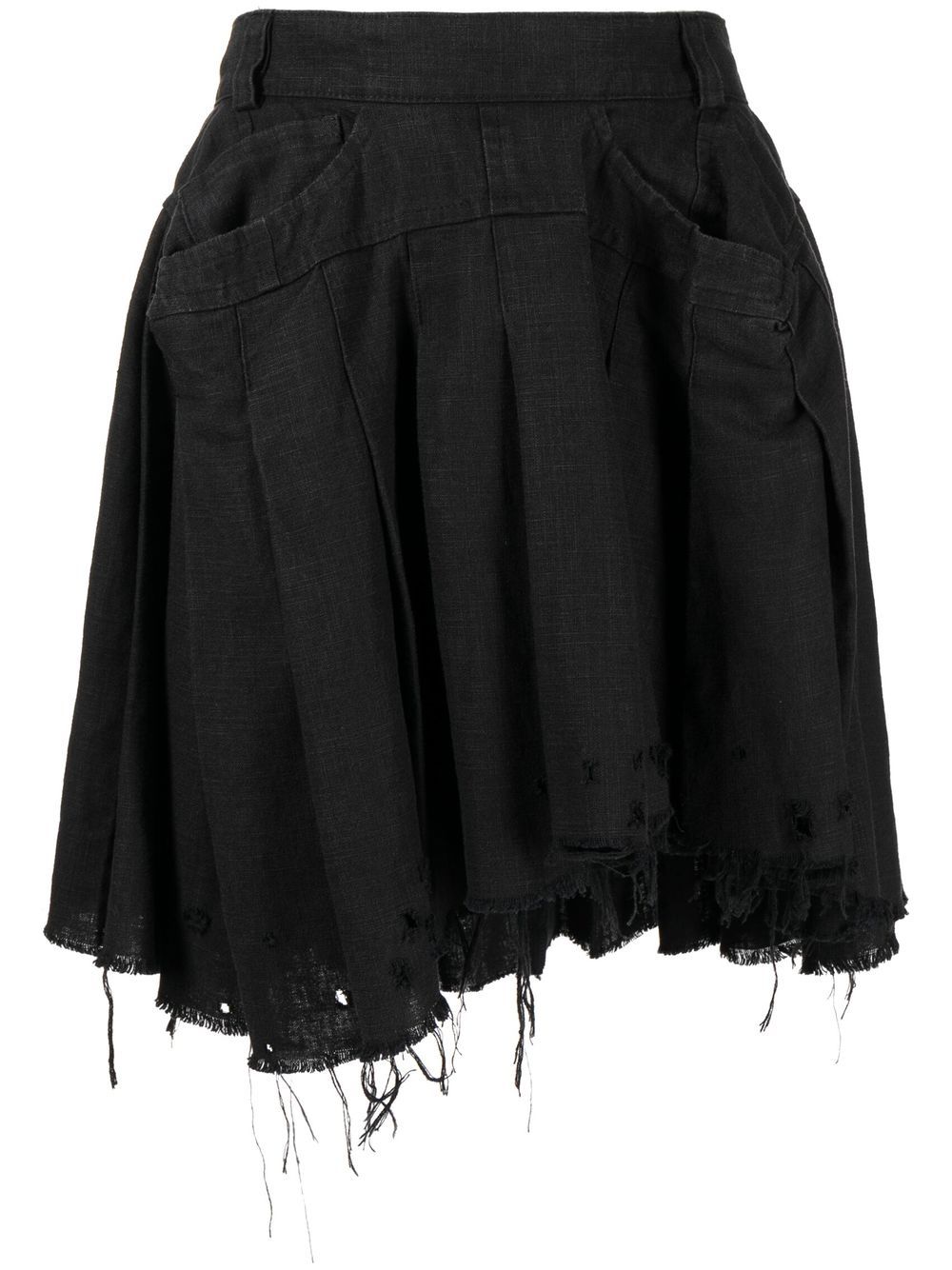 Distressed-effect mini skirt - Black