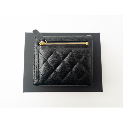 Chanel White Grained Calfskin Wallet Tri-Fold Pre-Owned