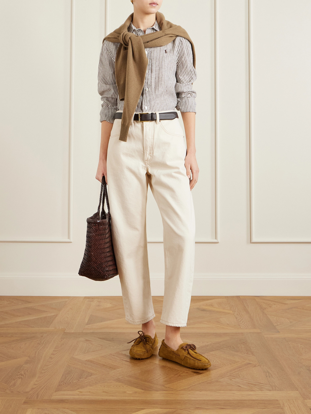 Leather-trimmed Suede Loafers - Green