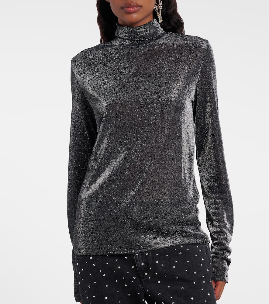 Jadia jersey lamé turtleneck top