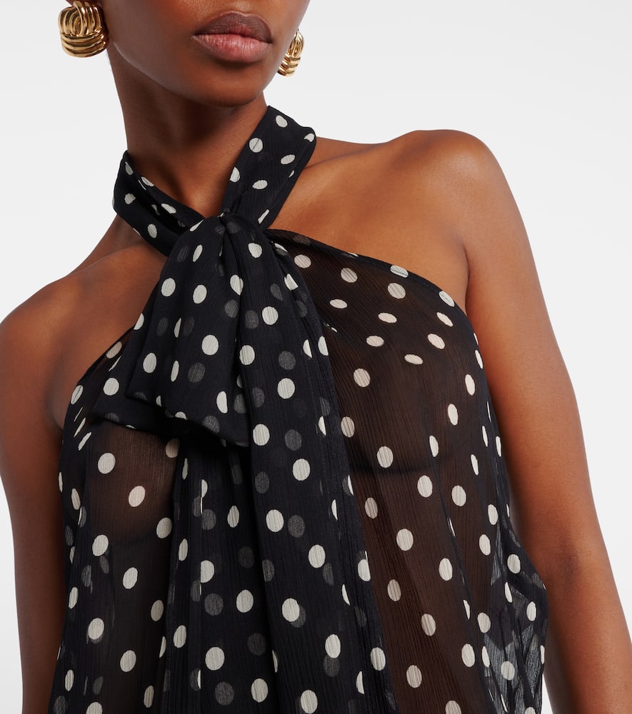 Polka-dot sheer silk tank top