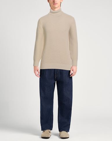 Man Turtleneck Beige Size L Virgin Wool