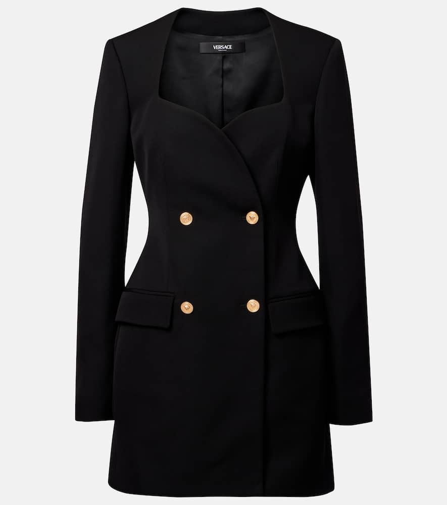 Double-breasted wool minidress