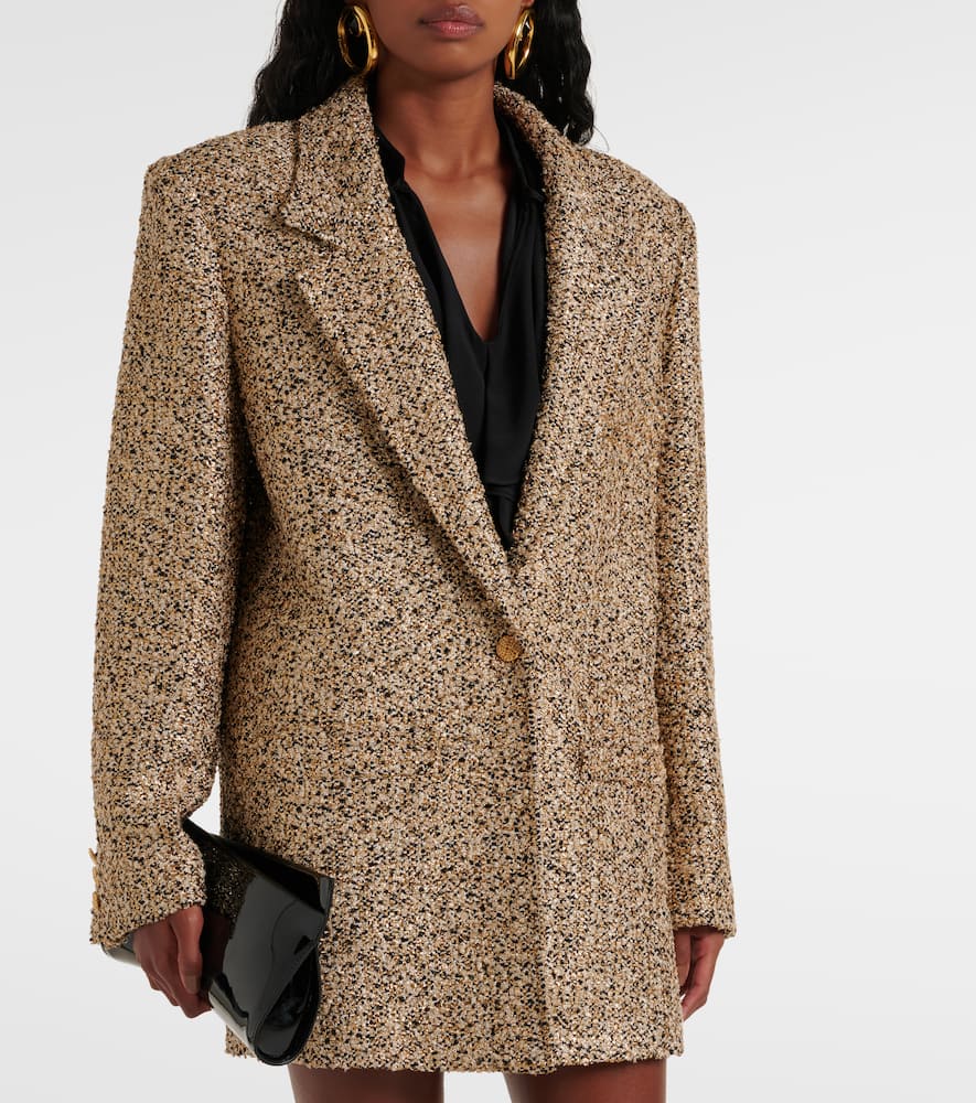 Oversized tweed lamé blazer