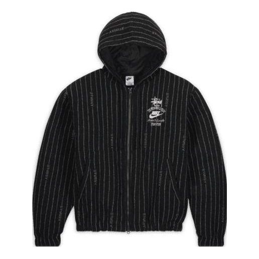 X Stussy Stripe Wool Jacket 'Antique Black'