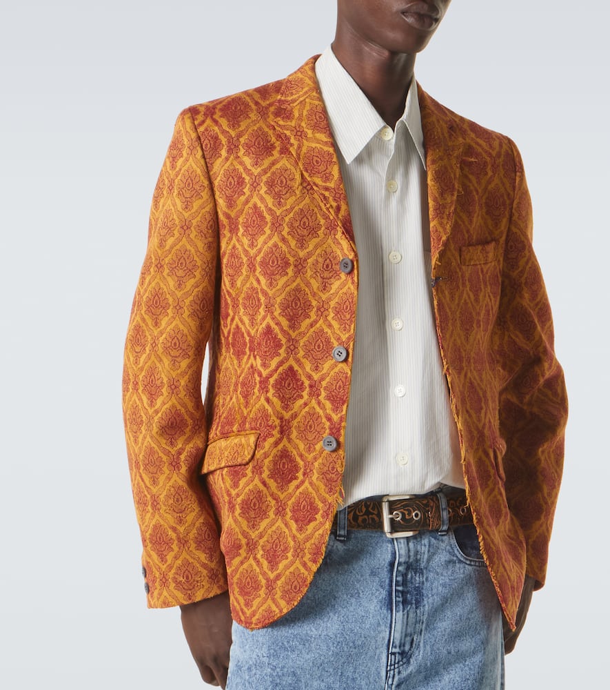 Floral single-breasted jacquard blazer