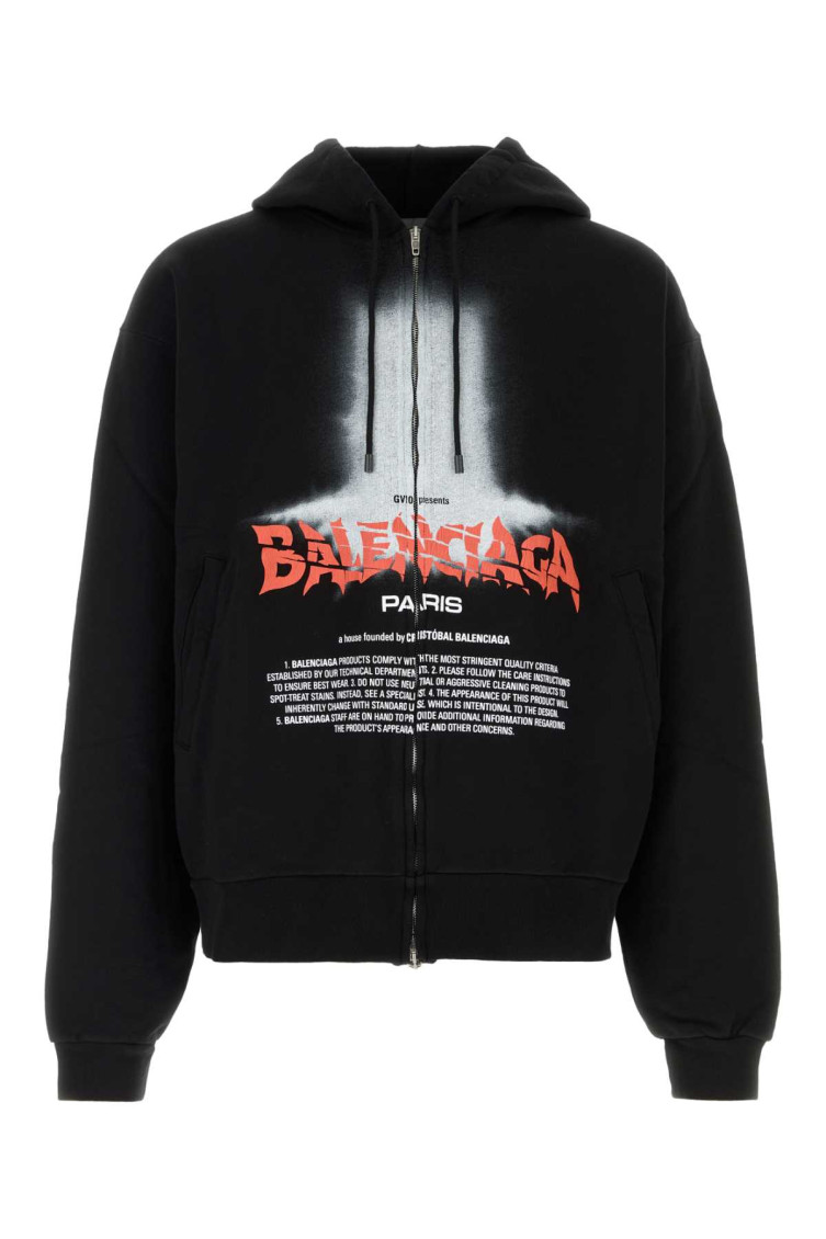 Balenciaga - hooded nylon silk blend sweatshirt ribbed