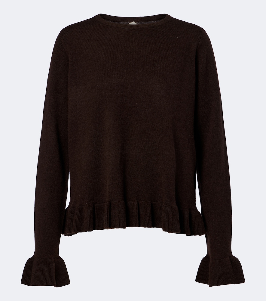 Ruffled virgin wool and cashmere sweater