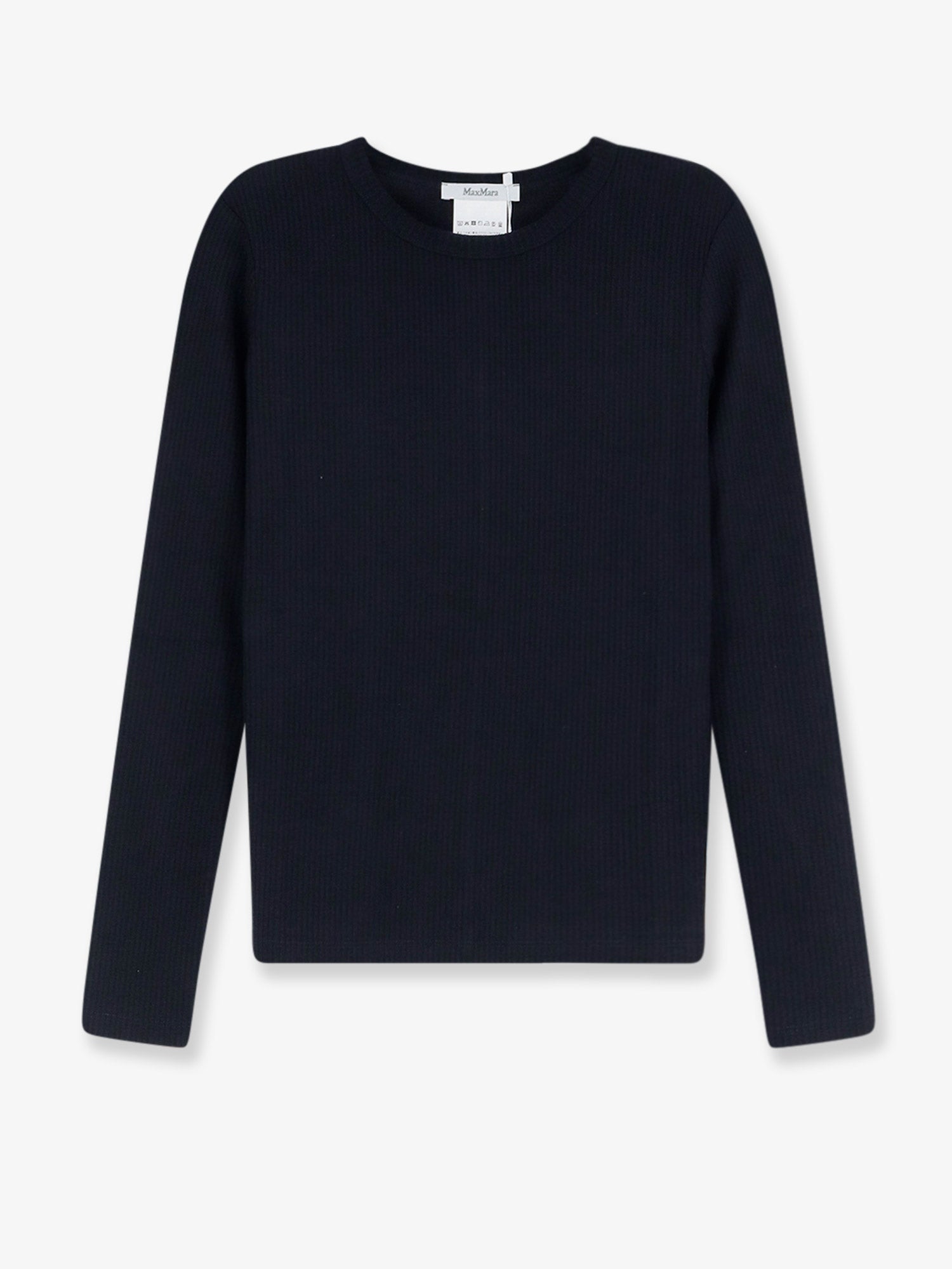 Ribbed Knit Lyocell Sweater — Navy