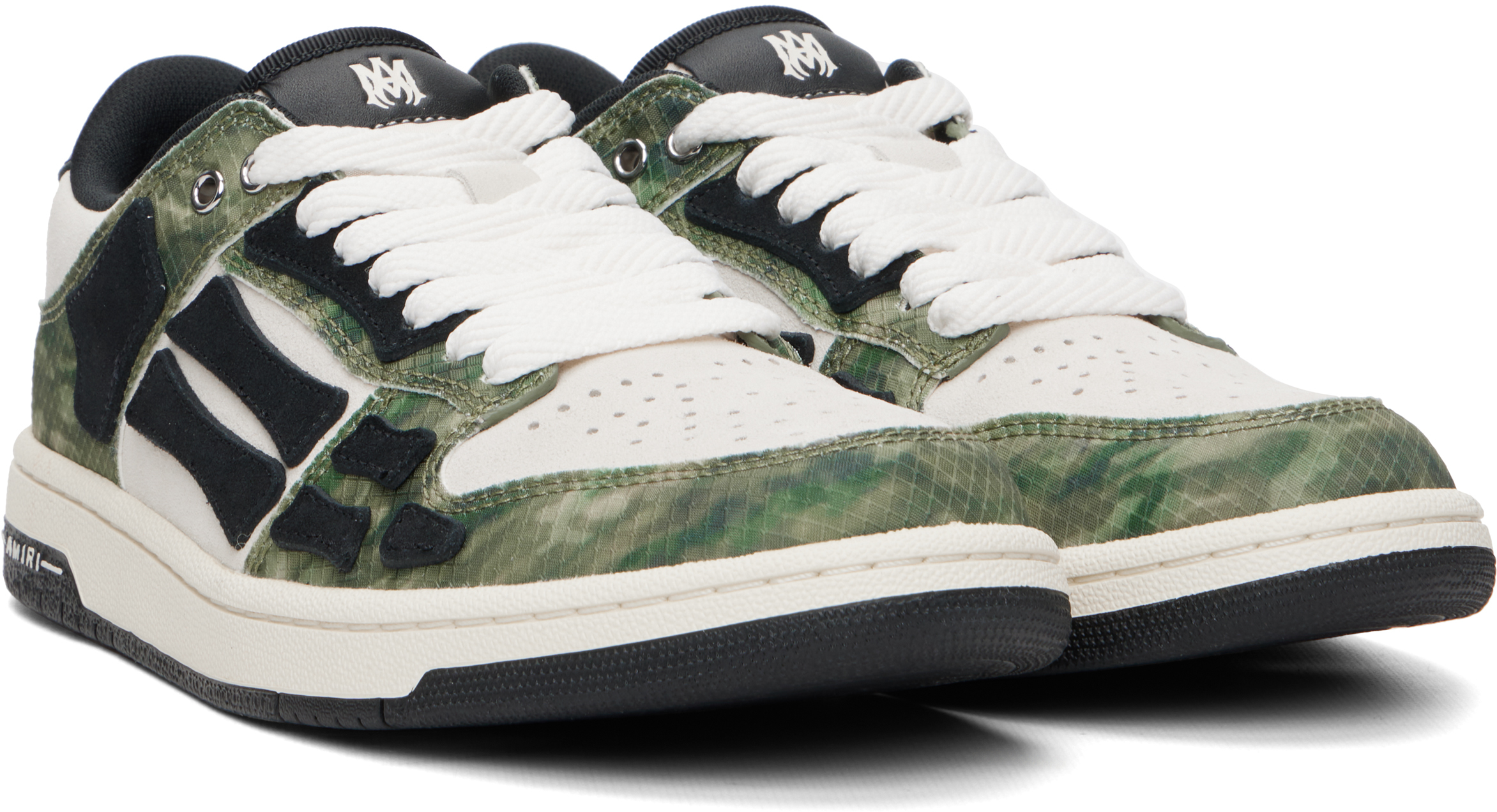 Khaki & Beige Camo Skel Top Low Sneakers
