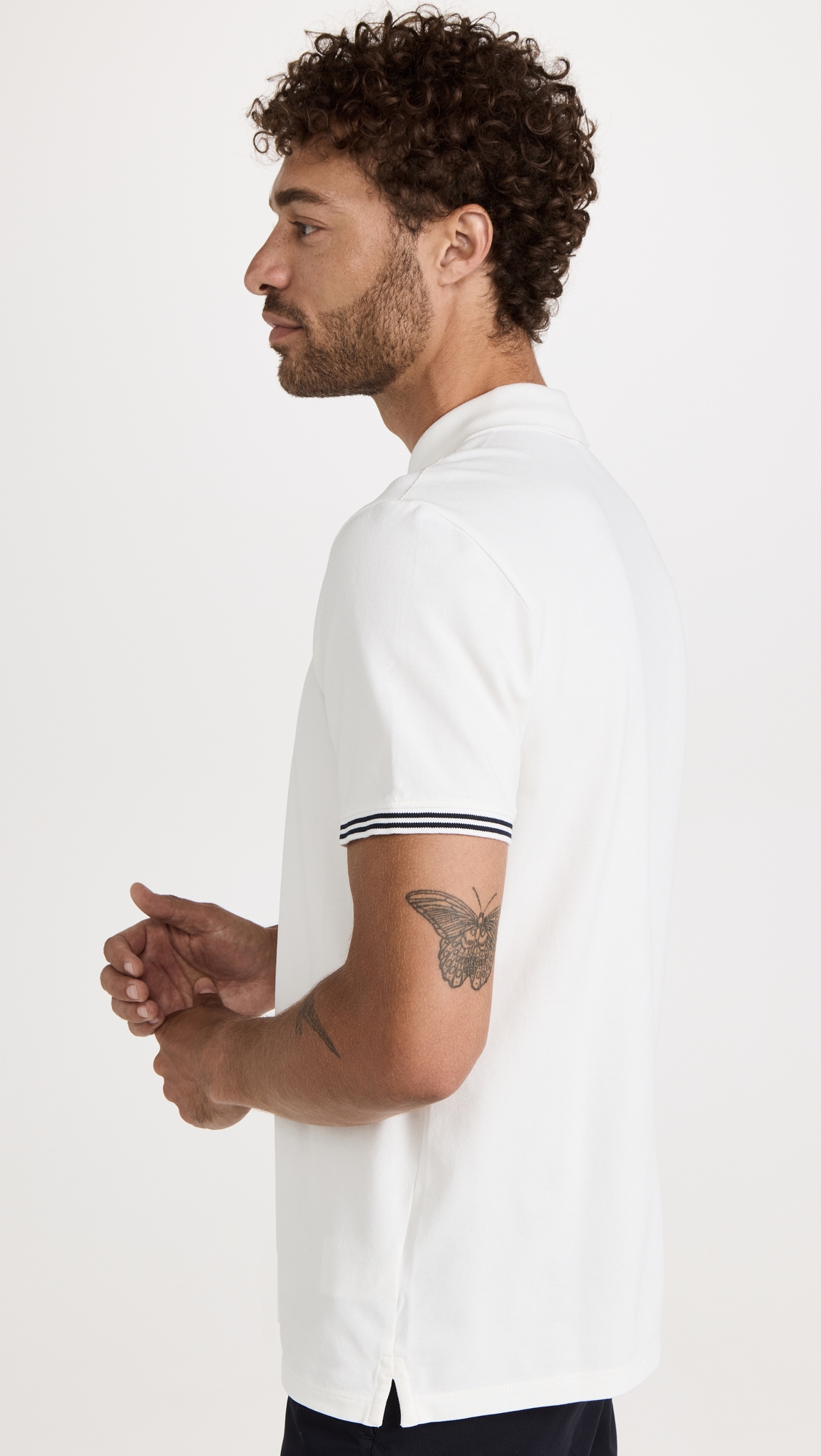 Tipped Collar Polo White