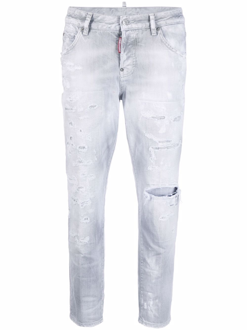Cropped ripped jeans in denim