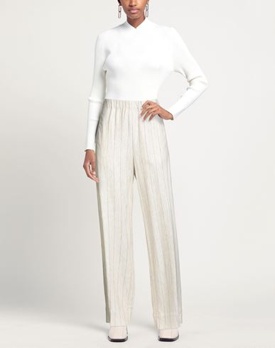 Woman Pants Sand Size 26 Viscose, Linen